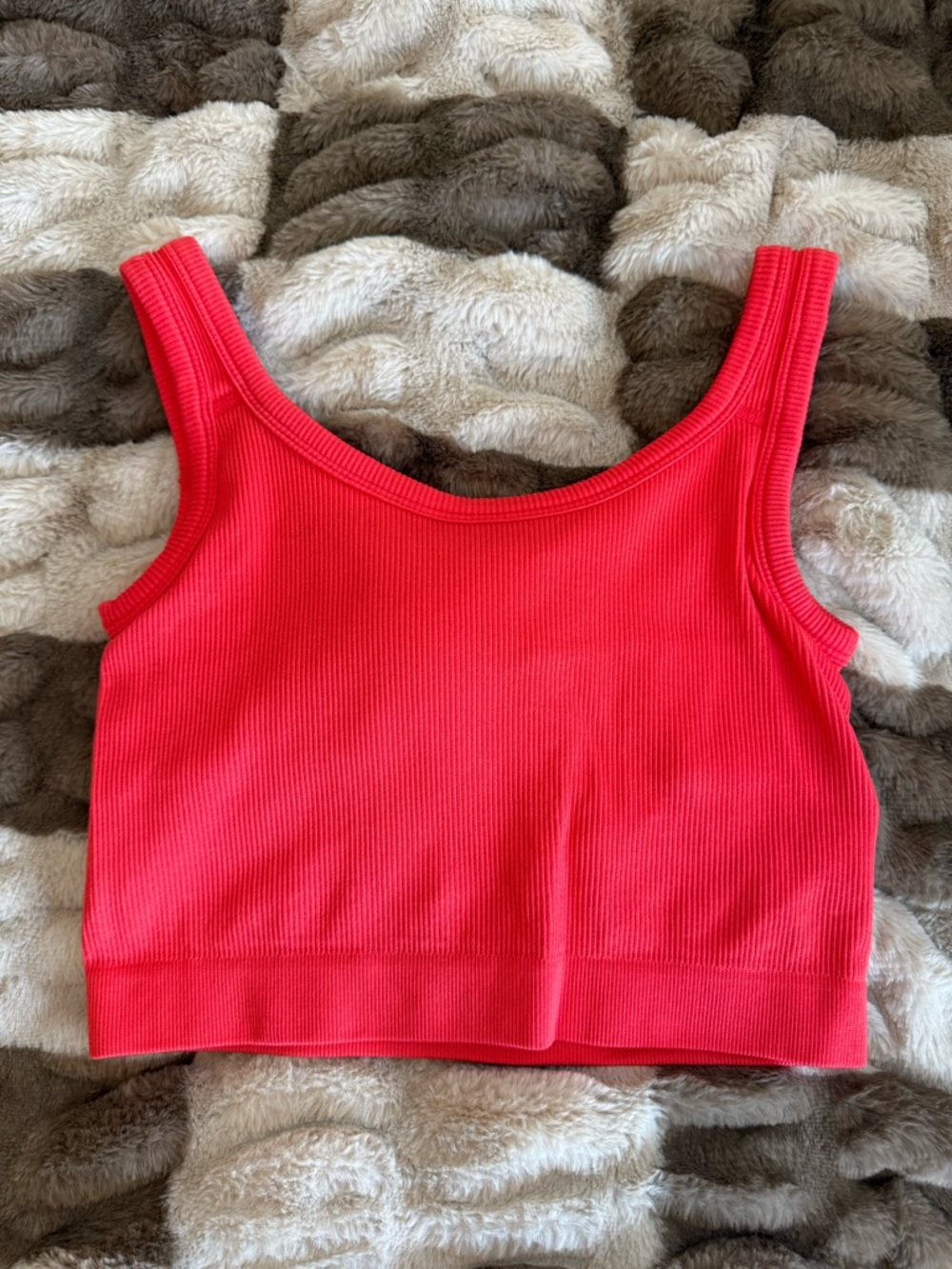 Jockey Red Ribbed Crop Tank Top